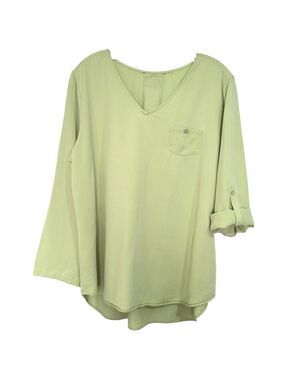 Soft Surroundings Sz L Lime Green Tencel Lyocell Top High-Low Tunic #27747